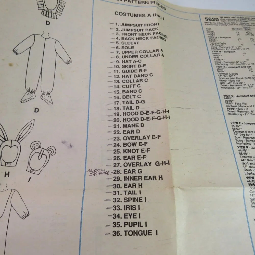 McCalls 5620 Clothing pattern Costumes size 4 Halloween, Easter, Christmas